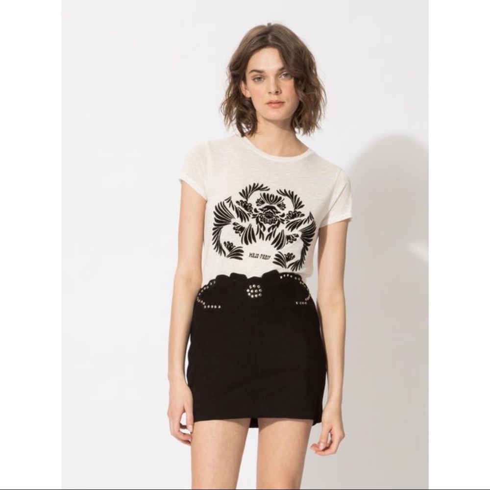 Maje Jackpot Genuine Suede Studded Skirt